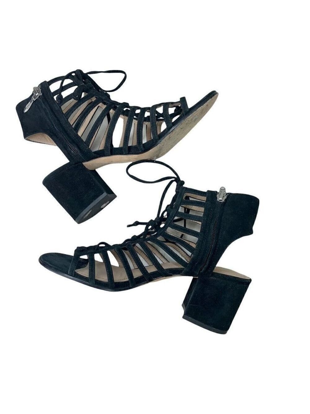 Pour La Victoire Amabelle Black Suede Leather Gladiator Cage Sandal 7.5 - Picture 5 of 10